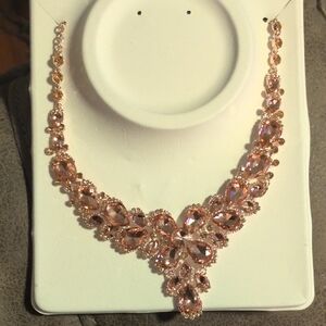 Rose Gold Women's Necklace with Crystal Accents